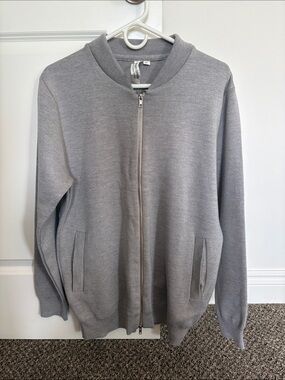 State & Liberty: Men's Gray Full-Zip Bomber Sweater